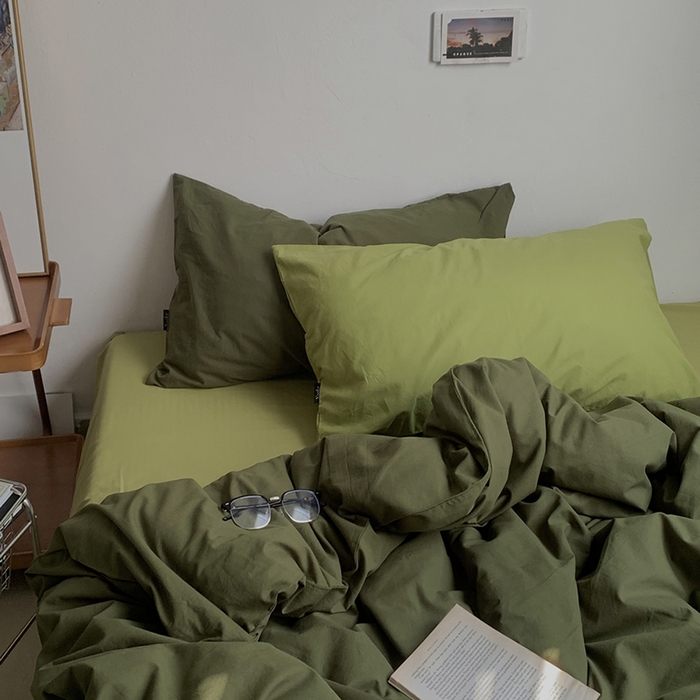 91家纺网 家纺一手货源 找家纺 （总）柚可家居 2024新款色织水洗棉四件套-绿皮书