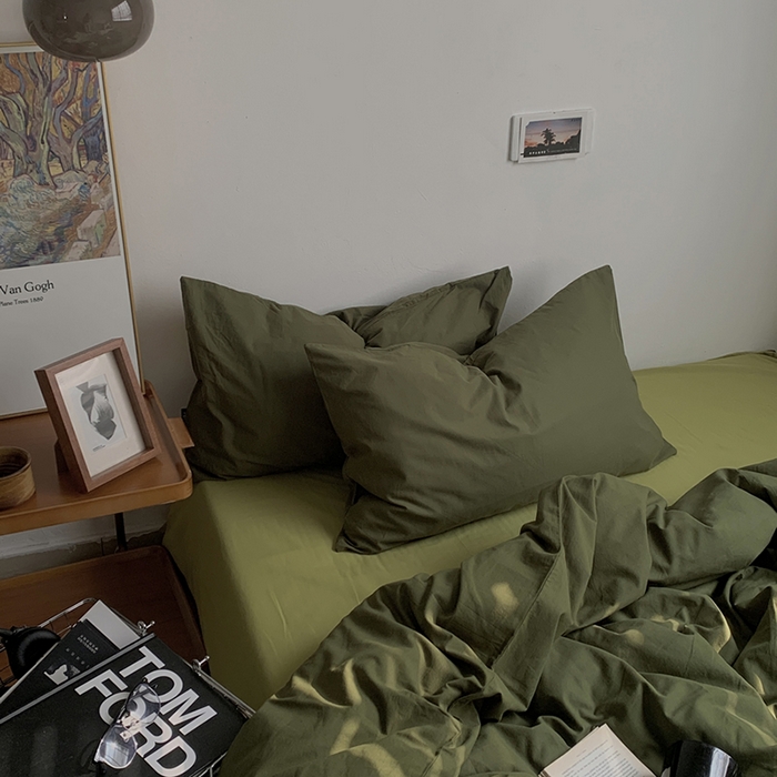 91家纺网 家纺一手货源 找家纺 （总）柚可家居 2024新款色织水洗棉四件套-绿皮书