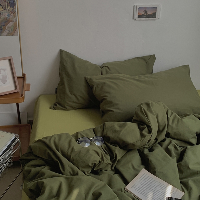 91家纺网 家纺一手货源 找家纺 （总）柚可家居 2024新款色织水洗棉四件套-绿皮书