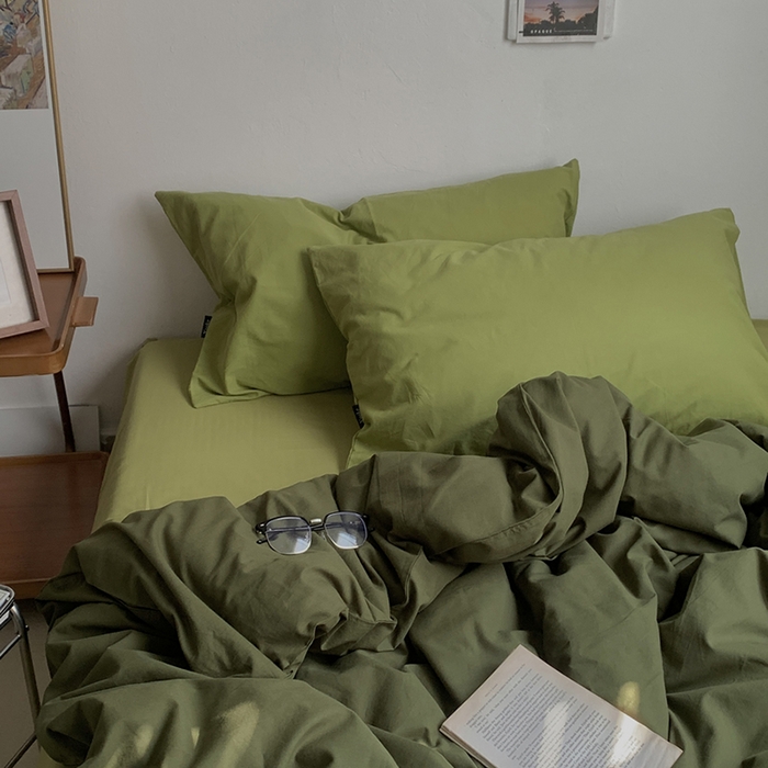 91家纺网 家纺一手货源 找家纺 （总）柚可家居 2024新款色织水洗棉四件套-绿皮书