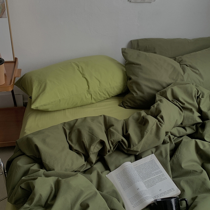 91家纺网 家纺一手货源 找家纺 （总）柚可家居 2024新款色织水洗棉四件套-绿皮书