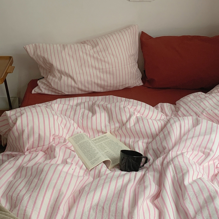 91家纺网 家纺一手货源 找家纺 （总）柚可家居 2024新款色织水洗棉四件套-加州树莓