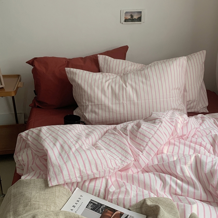 91家纺网 家纺一手货源 找家纺 （总）柚可家居 2024新款色织水洗棉四件套-加州树莓