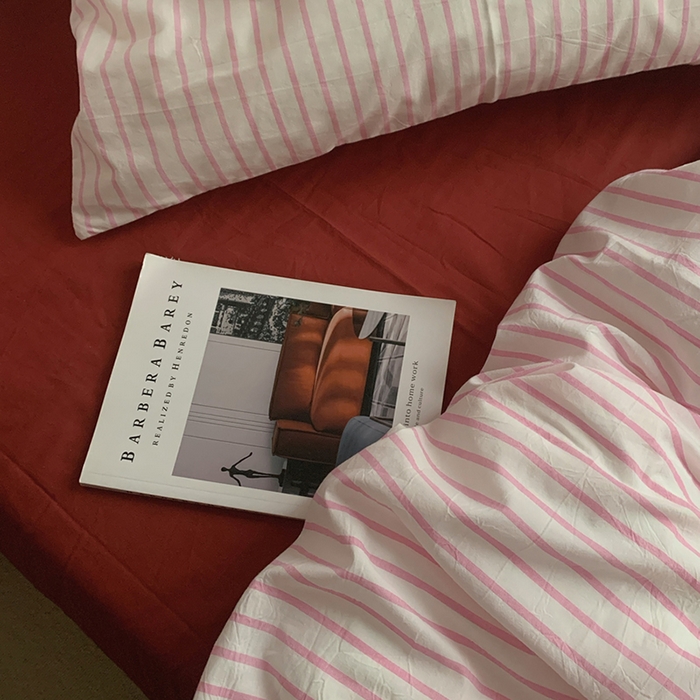 91家纺网 家纺一手货源 找家纺 （总）柚可家居 2024新款色织水洗棉四件套-加州树莓