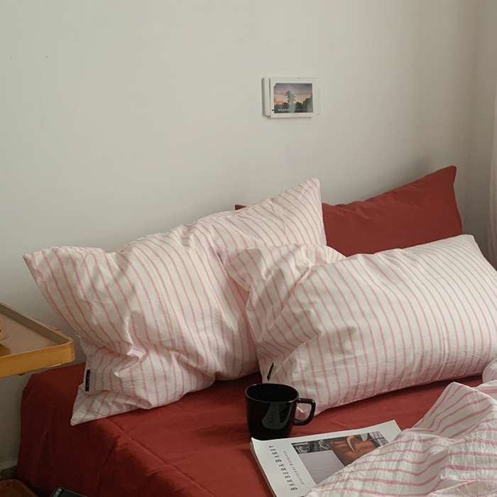 91家纺网 家纺一手货源 找家纺 （总）柚可家居 2024新款色织水洗棉四件套-加州树莓