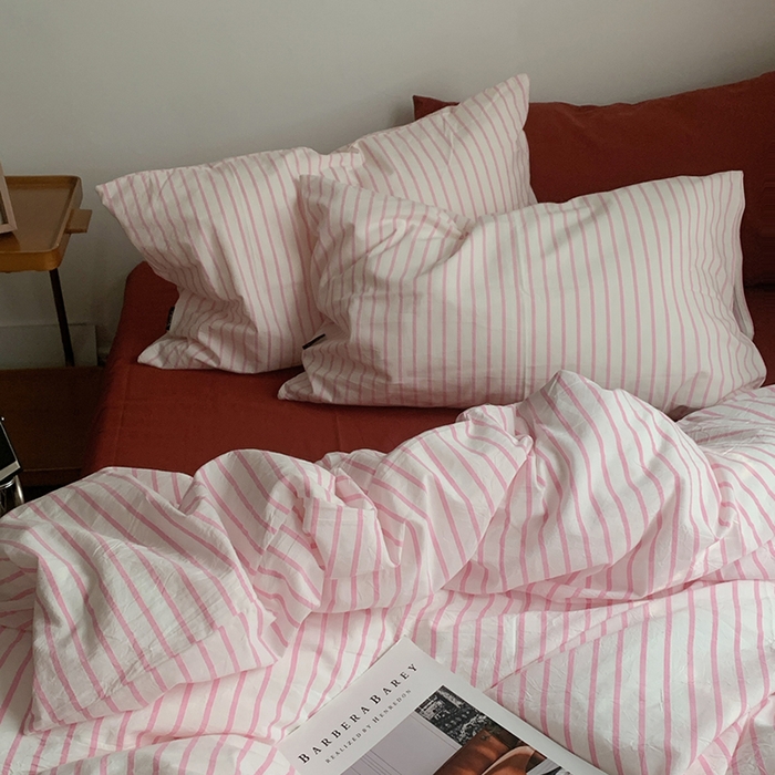 91家纺网 家纺一手货源 找家纺 （总）柚可家居 2024新款色织水洗棉四件套-加州树莓