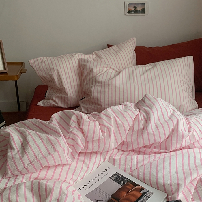 91家纺网 家纺一手货源 找家纺 （总）柚可家居 2024新款色织水洗棉四件套-加州树莓