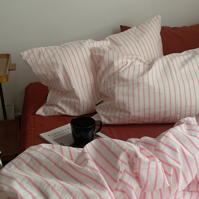 91家纺网 家纺一手货源 找家纺 （总）柚可家居 2024新款色织水洗棉四件套-加州树莓