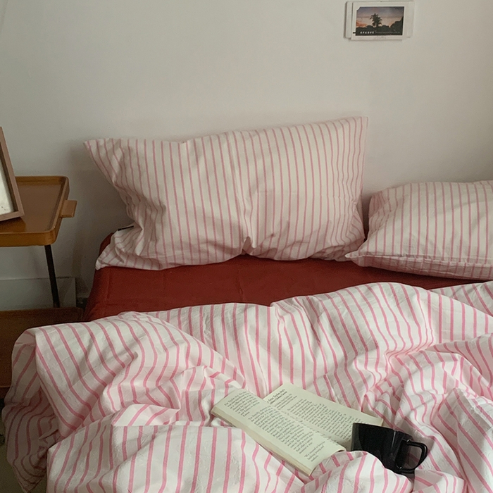 91家纺网 家纺一手货源 找家纺 （总）柚可家居 2024新款色织水洗棉四件套-加州树莓