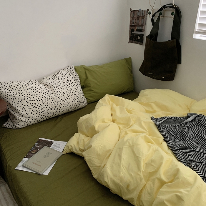 91家纺网 家纺一手货源 找家纺 （总）柚可家居 2024新款色织水洗棉四件套-芒果干