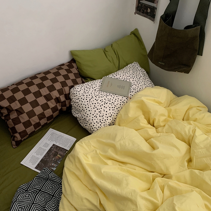 91家纺网 家纺一手货源 找家纺 （总）柚可家居 2024新款色织水洗棉四件套-芒果干