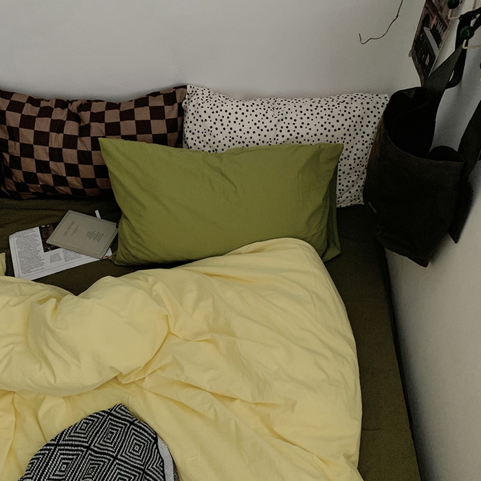 91家纺网 家纺一手货源 找家纺 （总）柚可家居 2024新款色织水洗棉四件套-芒果干