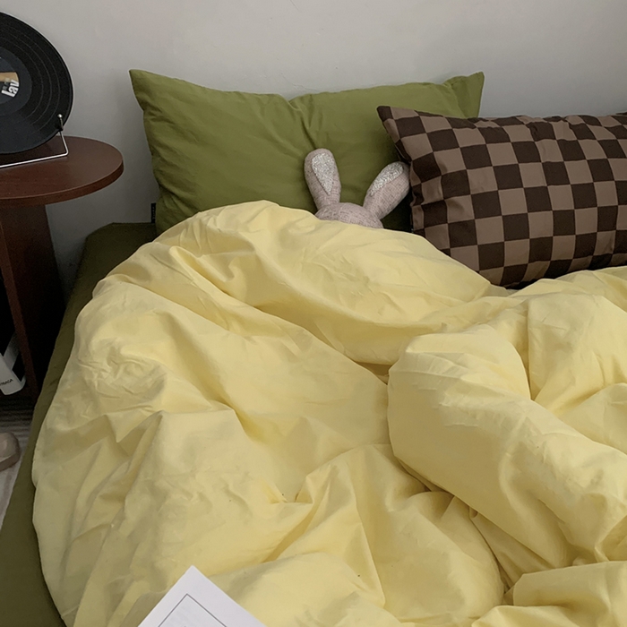 91家纺网 家纺一手货源 找家纺 （总）柚可家居 2024新款色织水洗棉四件套-芒果干