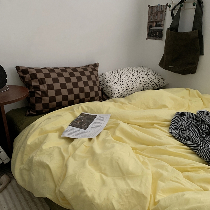 91家纺网 家纺一手货源 找家纺 （总）柚可家居 2024新款色织水洗棉四件套-芒果干