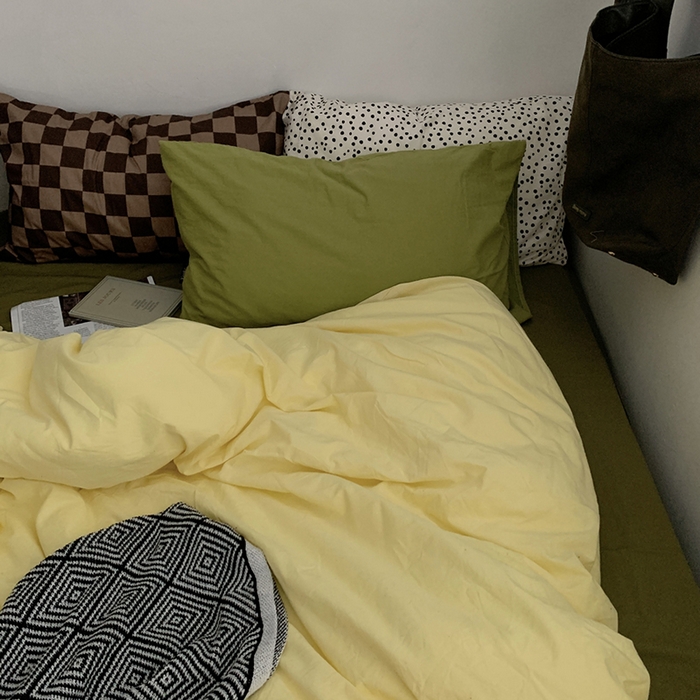 91家纺网 家纺一手货源 找家纺 （总）柚可家居 2024新款色织水洗棉四件套-芒果干