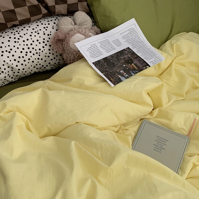 91家纺网 家纺一手货源 找家纺 （总）柚可家居 2024新款色织水洗棉四件套-芒果干