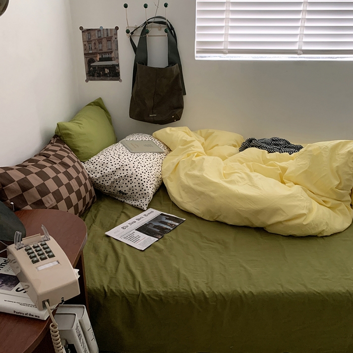 91家纺网 家纺一手货源 找家纺 （总）柚可家居 2024新款色织水洗棉四件套-芒果干