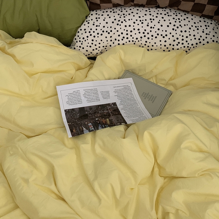 91家纺网 家纺一手货源 找家纺 （总）柚可家居 2024新款色织水洗棉四件套-芒果干