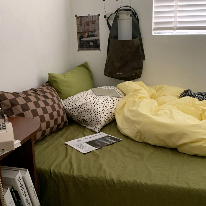 91家纺网 家纺一手货源 找家纺 （总）柚可家居 2024新款色织水洗棉四件套-芒果干