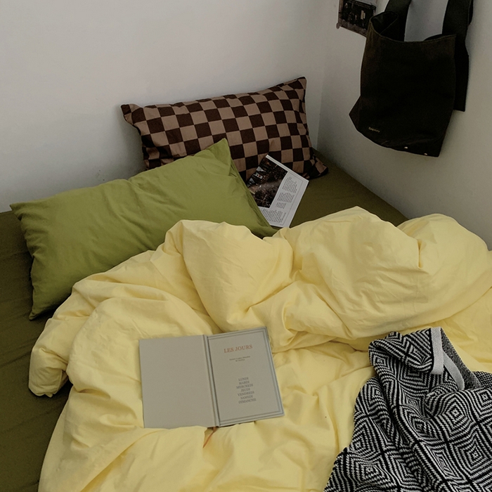 91家纺网 家纺一手货源 找家纺 （总）柚可家居 2024新款色织水洗棉四件套-芒果干