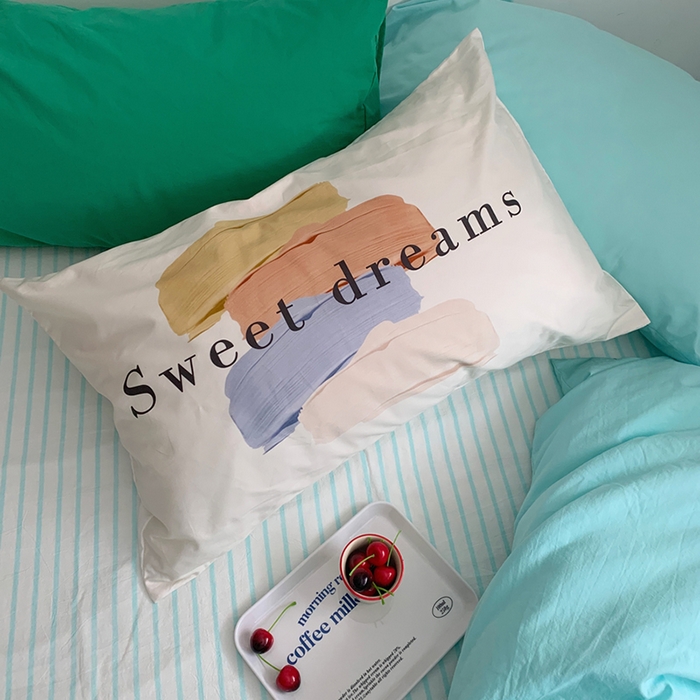 91家纺网 家纺一手货源 找家纺 （总）柚可家居 2024新款色织水洗棉四件套-冰激凌蓝条纹