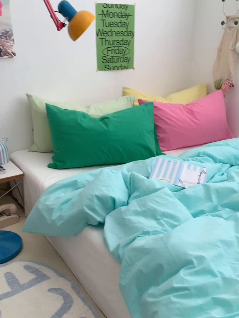 91家纺网 家纺一手货源 找家纺 （总）柚可家居 2024新款多巴胺撞色水洗棉四件套3