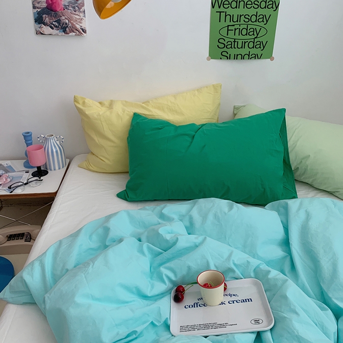 91家纺网 家纺一手货源 找家纺 （总）柚可家居 2024新款多巴胺撞色水洗棉四件套3