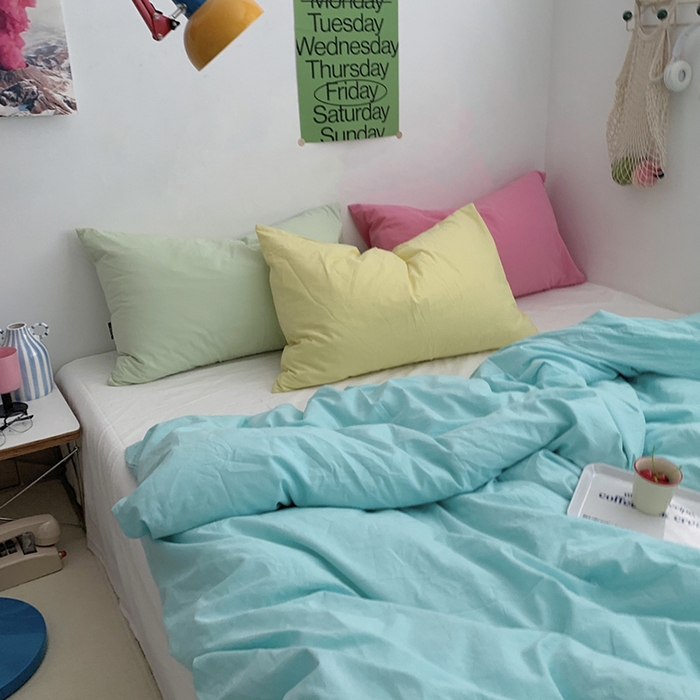 91家纺网 家纺一手货源 找家纺 （总）柚可家居 2024新款多巴胺撞色水洗棉四件套3