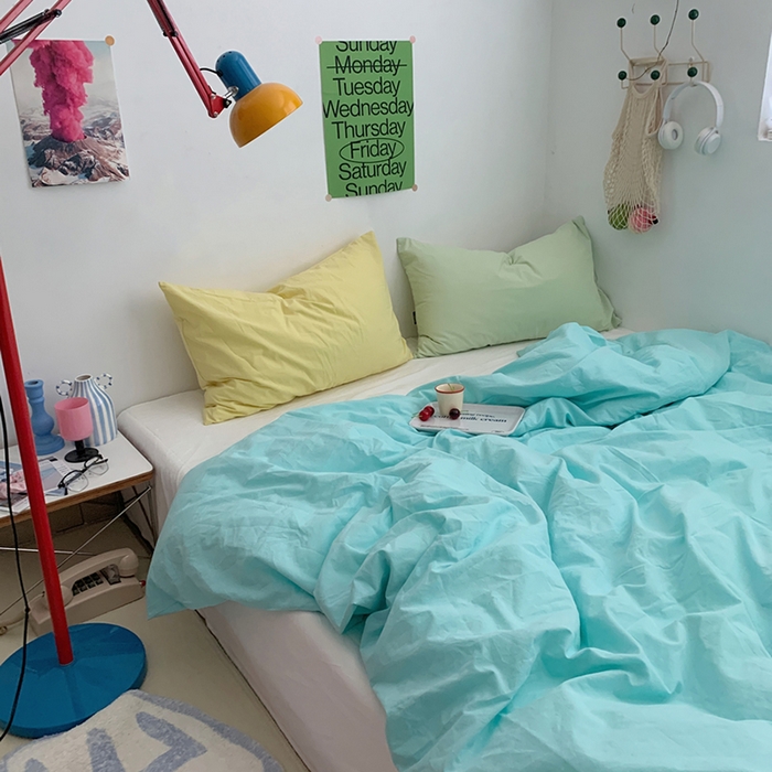 91家纺网 家纺一手货源 找家纺 （总）柚可家居 2024新款多巴胺撞色水洗棉四件套3