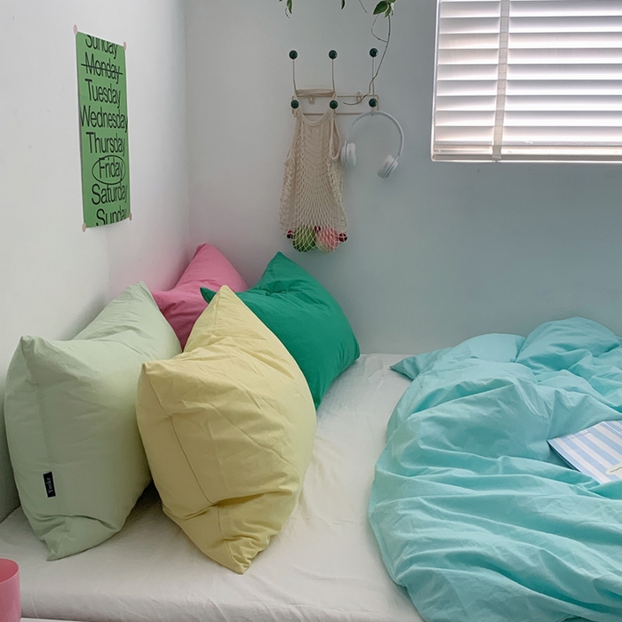 91家纺网 家纺一手货源 找家纺 （总）柚可家居 2024新款多巴胺撞色水洗棉四件套3