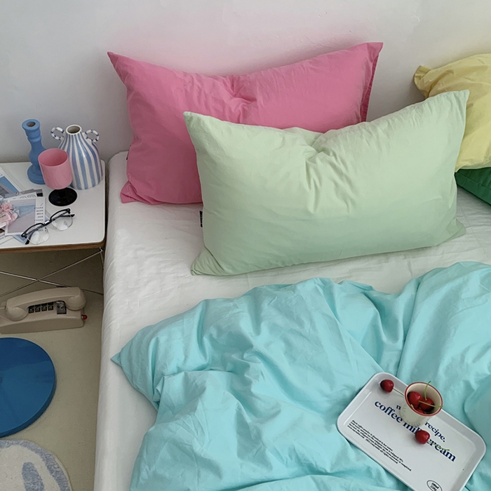 91家纺网 家纺一手货源 找家纺 （总）柚可家居 2024新款多巴胺撞色水洗棉四件套3