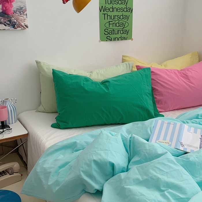 91家纺网 家纺一手货源 找家纺 （总）柚可家居 2024新款多巴胺撞色水洗棉四件套3