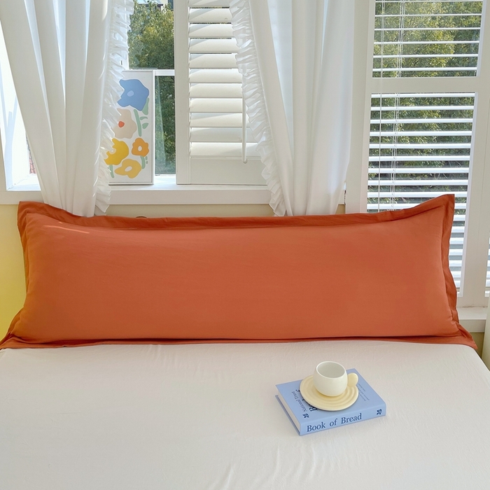 雨彤家纺 2025年新款A类纯色水洗棉枕套 橘红