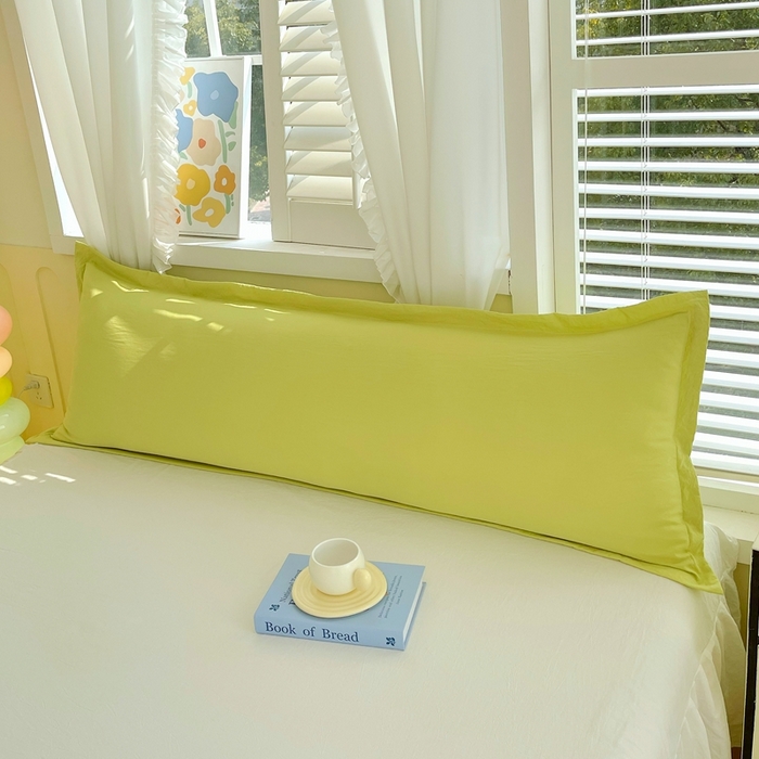 91家纺网 家纺一手货源 找家纺 雨彤家纺 2025年新款A类纯色水洗棉枕套 苹果绿