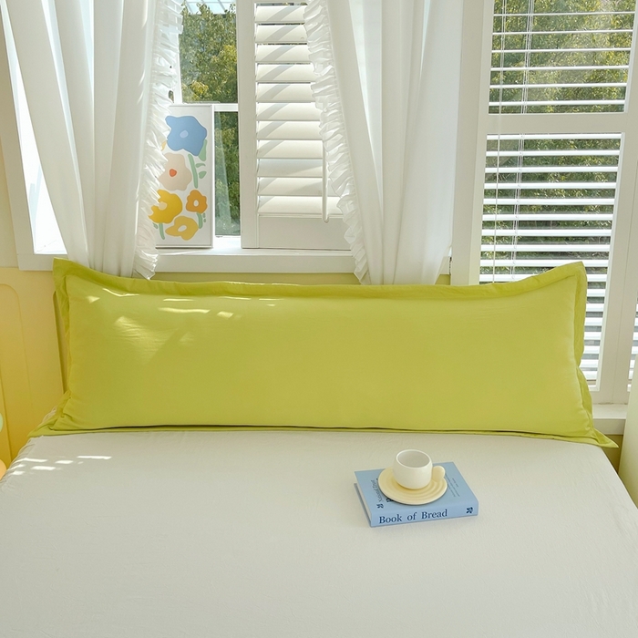 雨彤家纺 2025年新款A类纯色水洗棉枕套 苹果绿