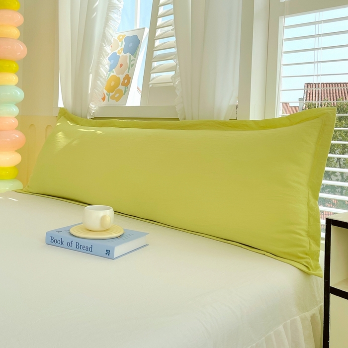 91家纺网 家纺一手货源 找家纺 雨彤家纺 2025年新款A类纯色水洗棉枕套 苹果绿