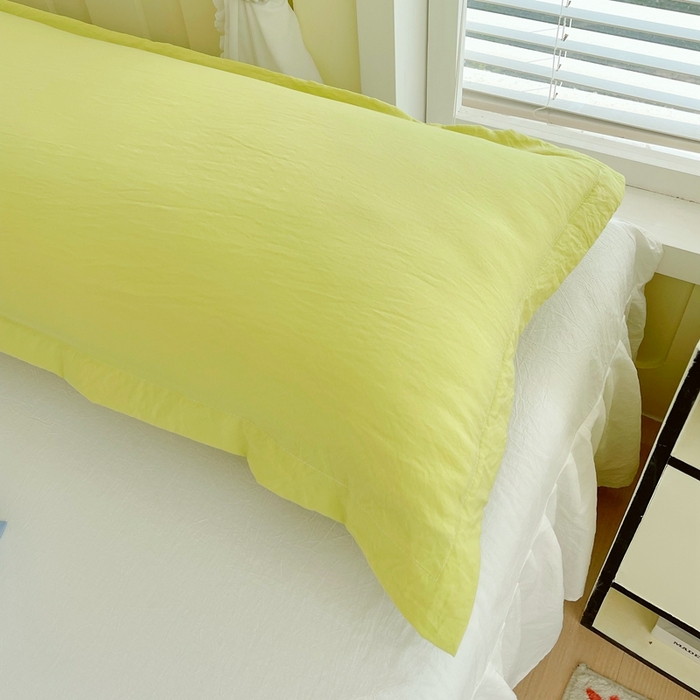 91家纺网 家纺一手货源 找家纺 雨彤家纺 2025年新款A类纯色水洗棉枕套 苹果绿