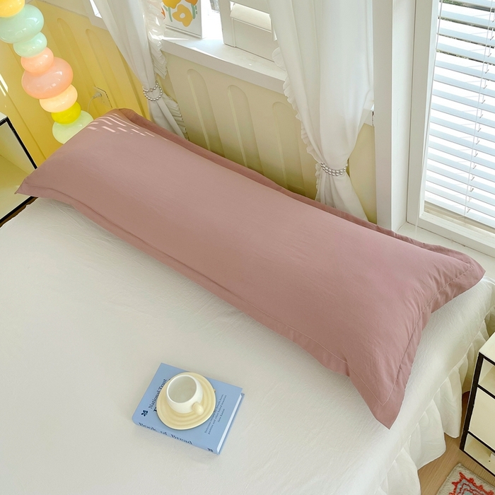 91家纺网 家纺一手货源 找家纺 雨彤家纺 2025年新款A类纯色水洗棉枕套 深豆沙