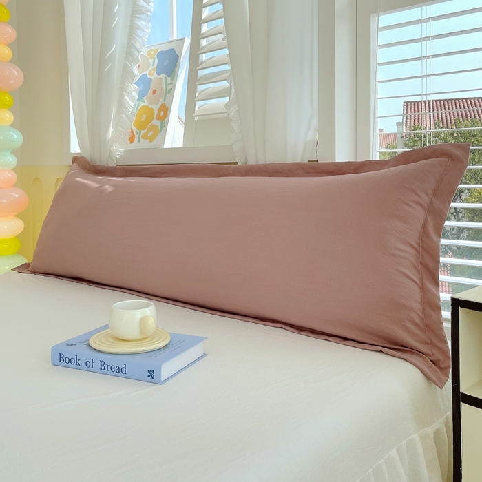 91家纺网 家纺一手货源 找家纺 雨彤家纺 2025年新款A类纯色水洗棉枕套 深豆沙