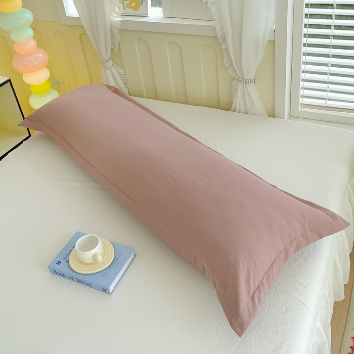 91家纺网 家纺一手货源 找家纺 雨彤家纺 2025年新款A类纯色水洗棉枕套 深豆沙