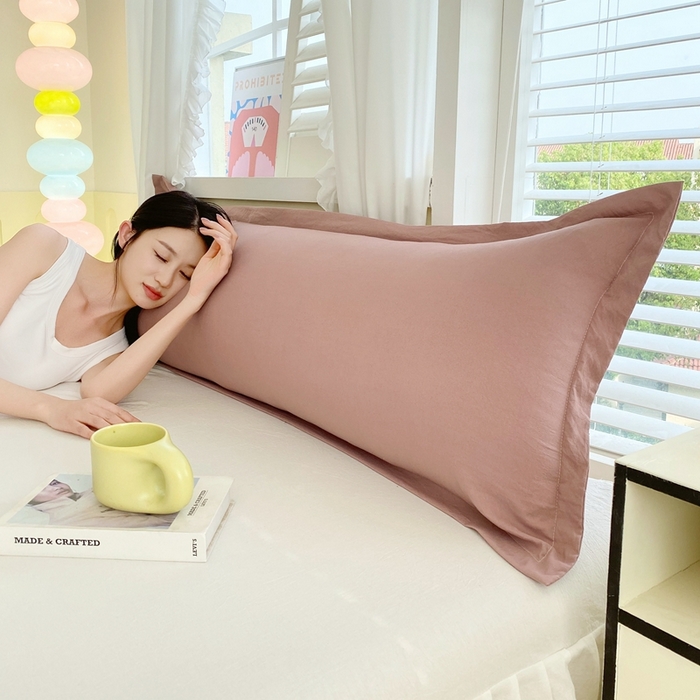 91家纺网 家纺一手货源 找家纺 雨彤家纺 2025年新款A类纯色水洗棉枕套 深豆沙