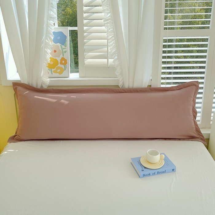 雨彤家纺 2025年新款A类纯色水洗棉枕套 深豆沙