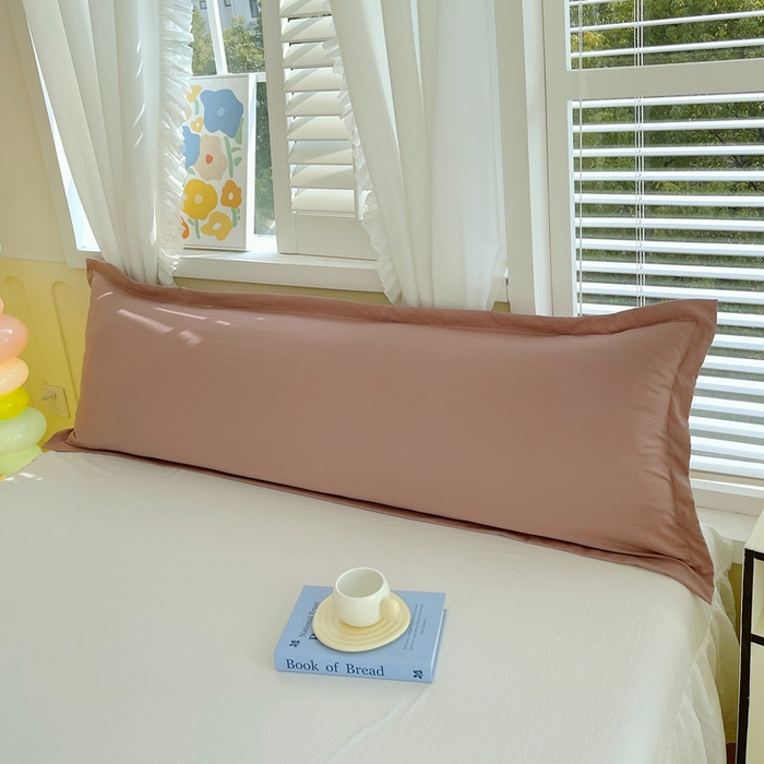 91家纺网 家纺一手货源 找家纺 雨彤家纺 2025年新款A类纯色水洗棉枕套 深豆沙