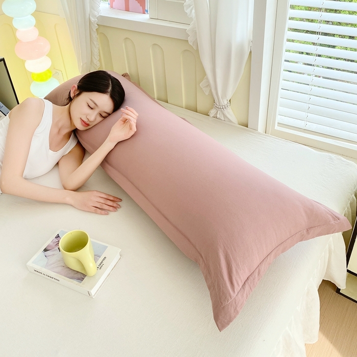 91家纺网 家纺一手货源 找家纺 雨彤家纺 2025年新款A类纯色水洗棉枕套 深豆沙