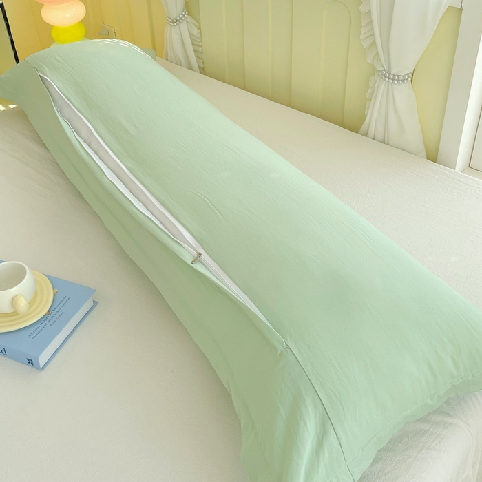 91家纺网 家纺一手货源 找家纺 雨彤家纺 2025年新款A类纯色水洗棉枕套 月光绿