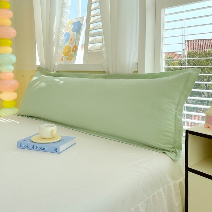 91家纺网 家纺一手货源 找家纺 雨彤家纺 2025年新款A类纯色水洗棉枕套 月光绿