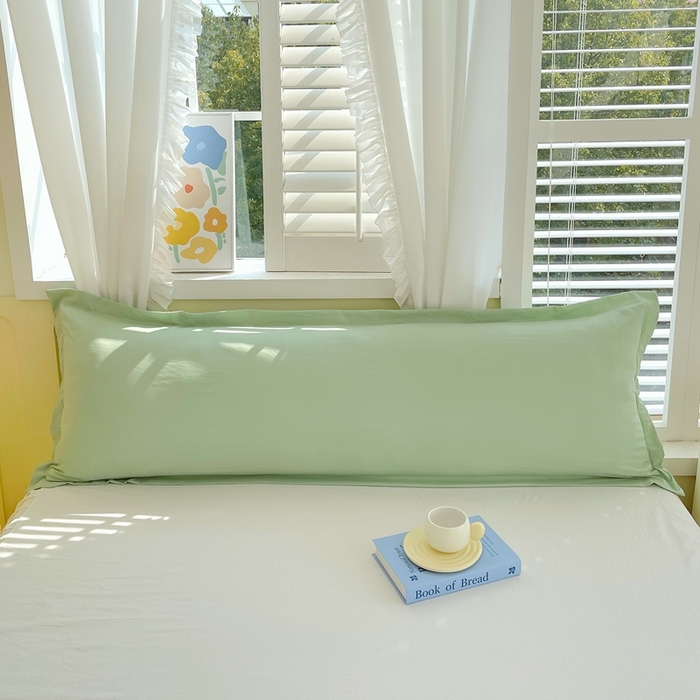 雨彤家纺 2025年新款A类纯色水洗棉枕套 月光绿