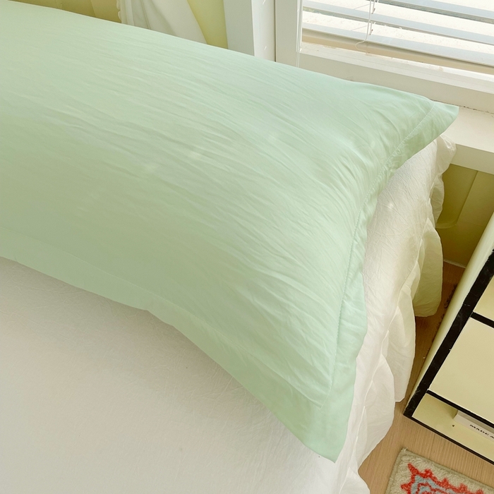 91家纺网 家纺一手货源 找家纺 雨彤家纺 2025年新款A类纯色水洗棉枕套 月光绿