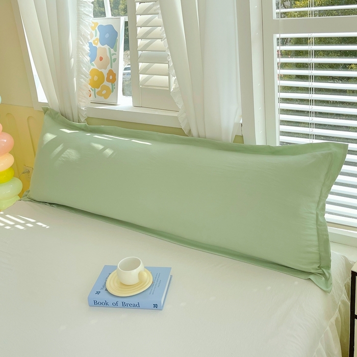 91家纺网 家纺一手货源 找家纺 雨彤家纺 2025年新款A类纯色水洗棉枕套 月光绿