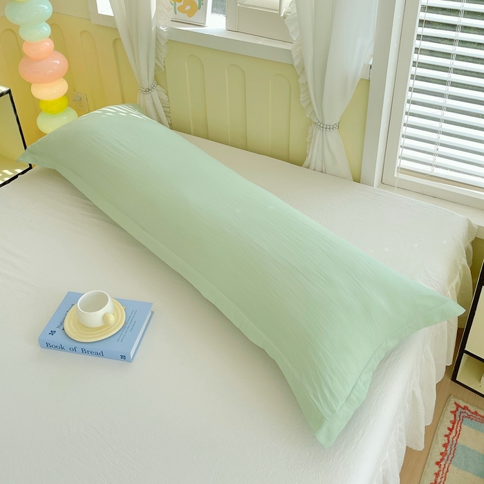 91家纺网 家纺一手货源 找家纺 雨彤家纺 2025年新款A类纯色水洗棉枕套 月光绿